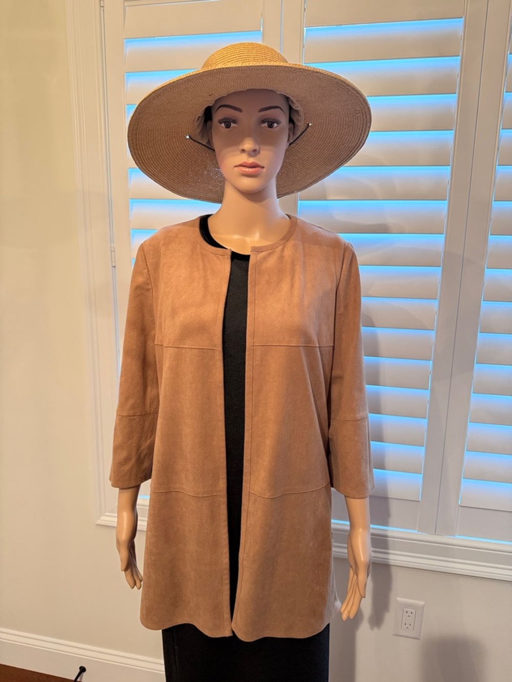 Women's Open Front Tan Suede Jacket